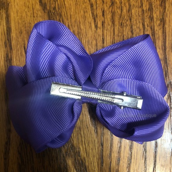 Medium Purple 4" Double Stacked Boutique Bow (2)  HANDCRAFTED - Picture 2 of 2